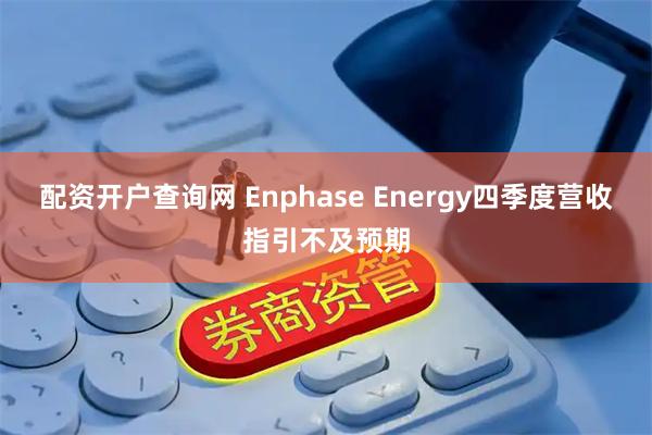 配资开户查询网 Enphase Energy四季度营收指引不及预期